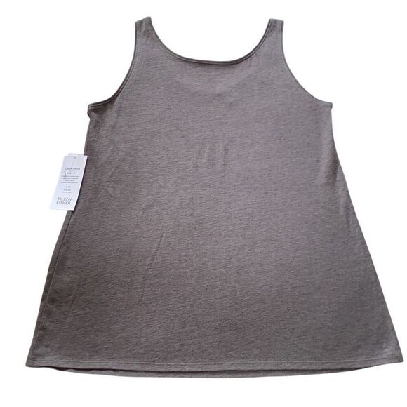 Eileen Fisher NWT$138 Linen Jersey Tank Top Sequins Sparkle Smoke Gray Quiet Lux - Picture 2 of 9